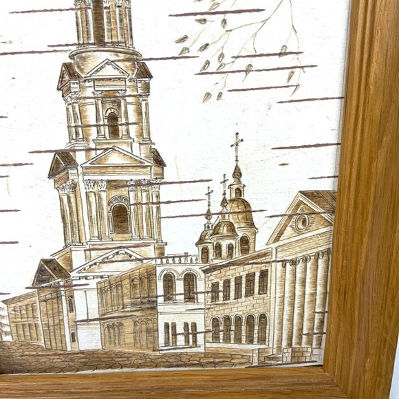 Vintage Landscape Painting On Birch Bark 5" X 8" - Picture 10 of 12